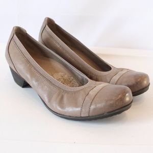 Abeo Mia Bio System Slip On Heels Brown Leather Shoes Size 10 N Flats Ballet